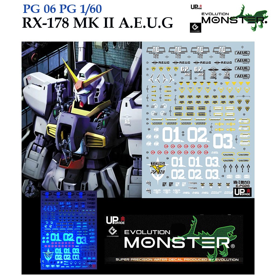 ดีคอลน้ำ [MONSTER] PG06 PG 1/60 RX-178 MK II A.E.U.G GUNDAM WATER SLIDE ...