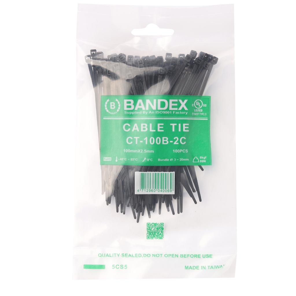 เคเบิ้ลไท Bandex CT-100-2C 2.5x100mm (4นิ้ว) สีดำ/ขาว/ฟ้า/แดง 100 เส้น ...