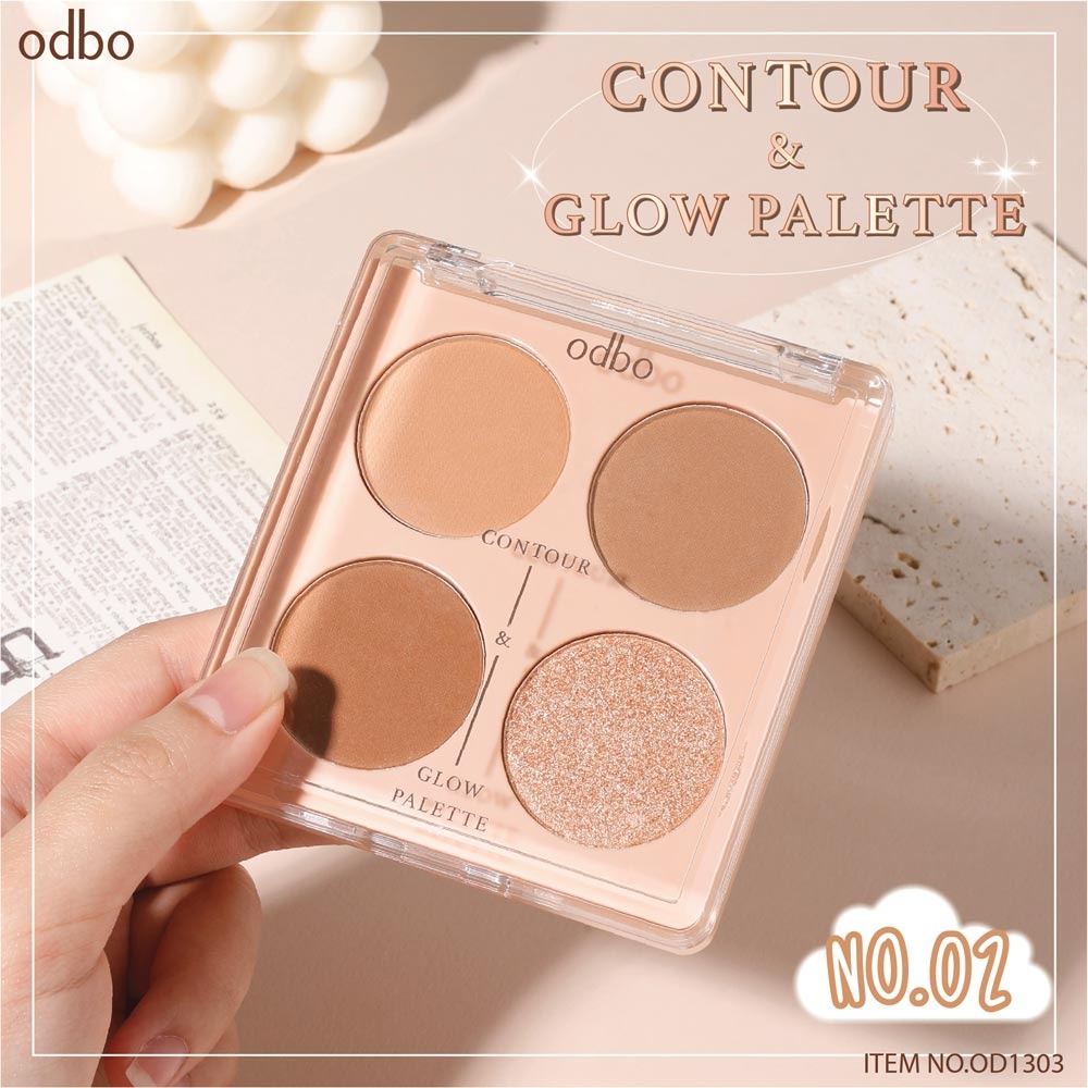 odbo Contour & Gloe Palette OD1303พาเลทท์คอนทัวร์เนื้อแมทท์และชิมเมอร์ ...