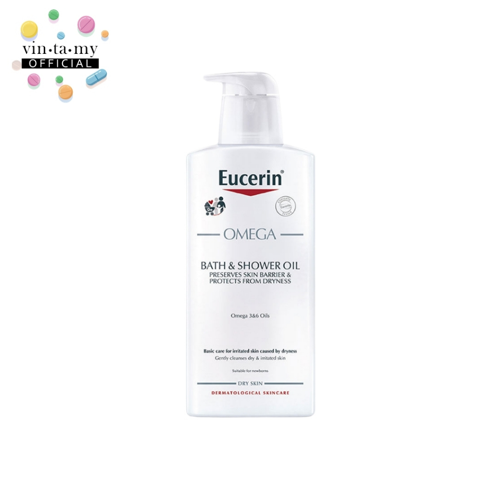 ใหม่ Eucerin(ยูเซอริน) Omega Bath & Shower Oil ปริมาณสุทธิ 400 มล. [EXP ...