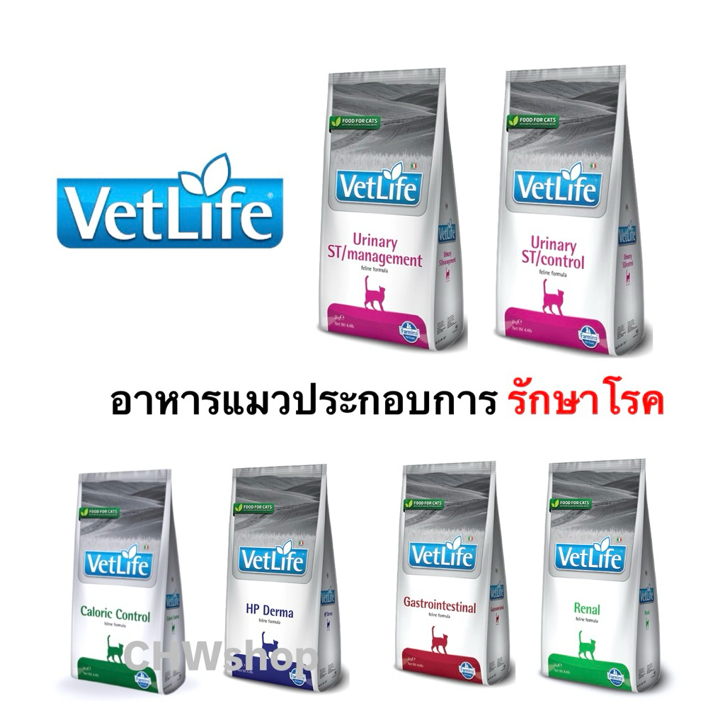 Vet Life อาหารแมว (ถุง 2 kg) ประกอบการรักษาโรค จากอิตาลี HP Derma ...