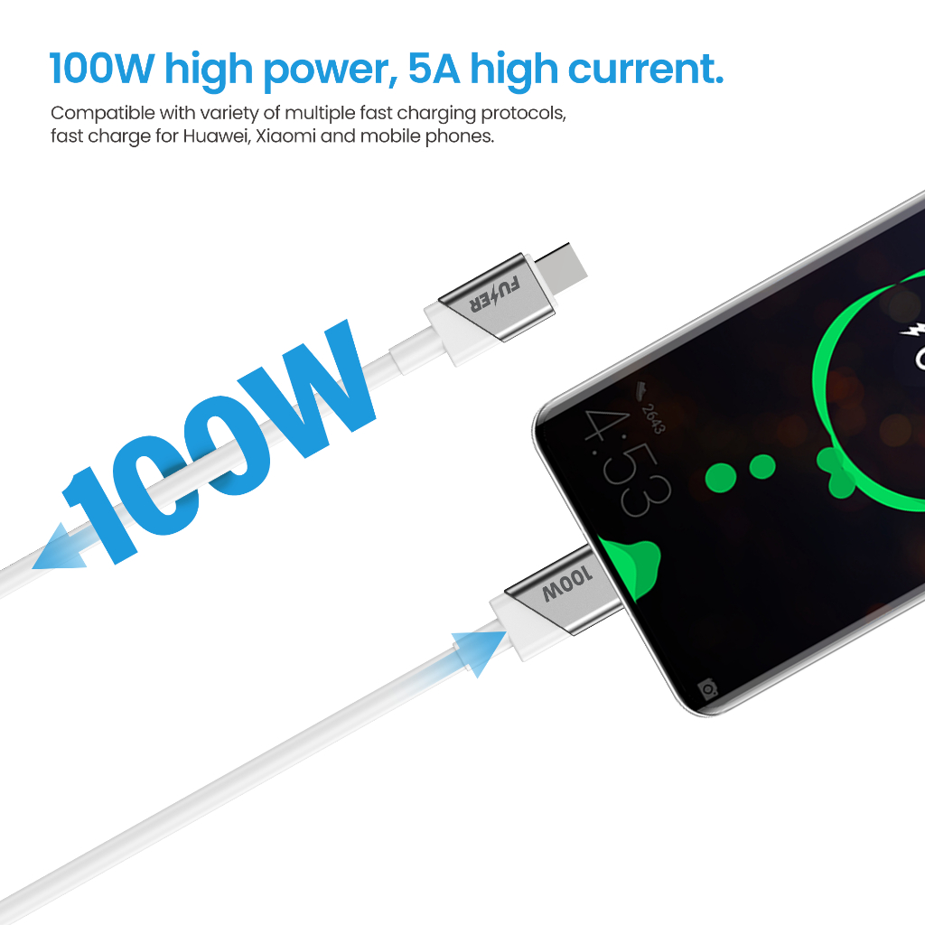 FUZER สายชาร์จ 100W Type-C to Type-C Fast Charge สำหรับแล็ปท็อป สมาร์ท ...