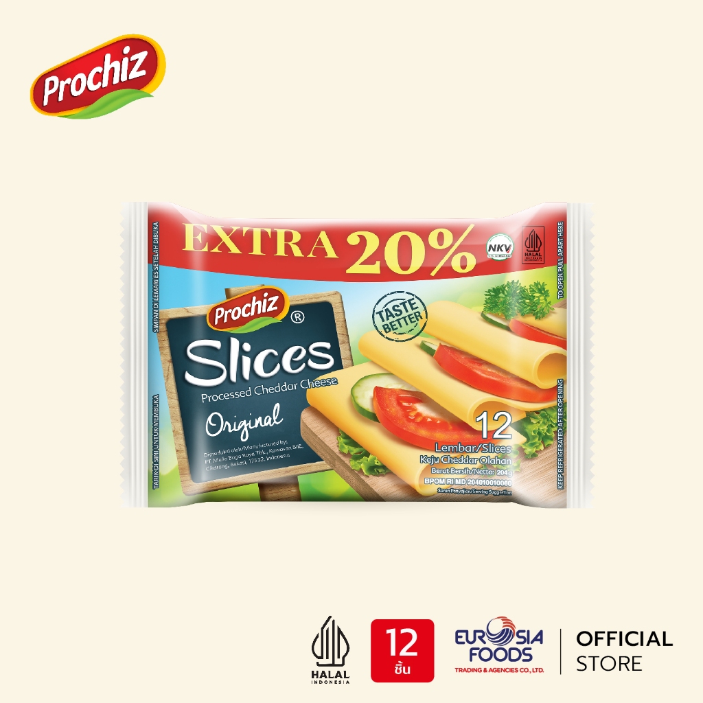 Prochiz Cheddar Slice 12 Slices 190g. | Shopee Thailand