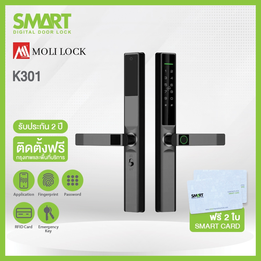Smart Digital Door Lock K301 สี Black Matted ดำด้าน | Shopee Thailand