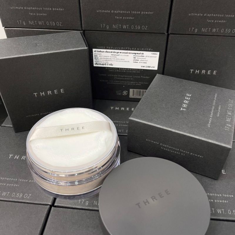 แป้งฝุ่น Three Ultimate Diaphanous Loose Powder 17g. #Translucent 01 ...
