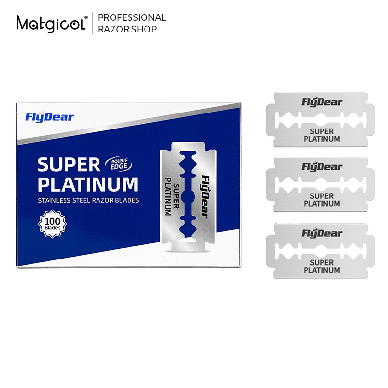 FlyDear 100PCS ใบมีดโกน Razor Blades ใบมีดโกนสำหรับโกนหนวดสแตนเลสแพลตติ ...