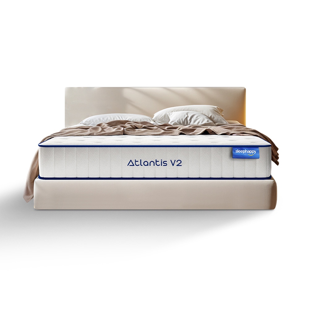 SleepHappy รุ่น Atlantis V2 และ Atlantis V2 Lite ที่นอนยางพาราพ็อกเก็ตสปริง ผสานนวัตกรรมชาโคล สัมผัสนุ่มเด้งและแน่นนุ่ม รองรับสรีระ ลดอาการปวดหลัง
