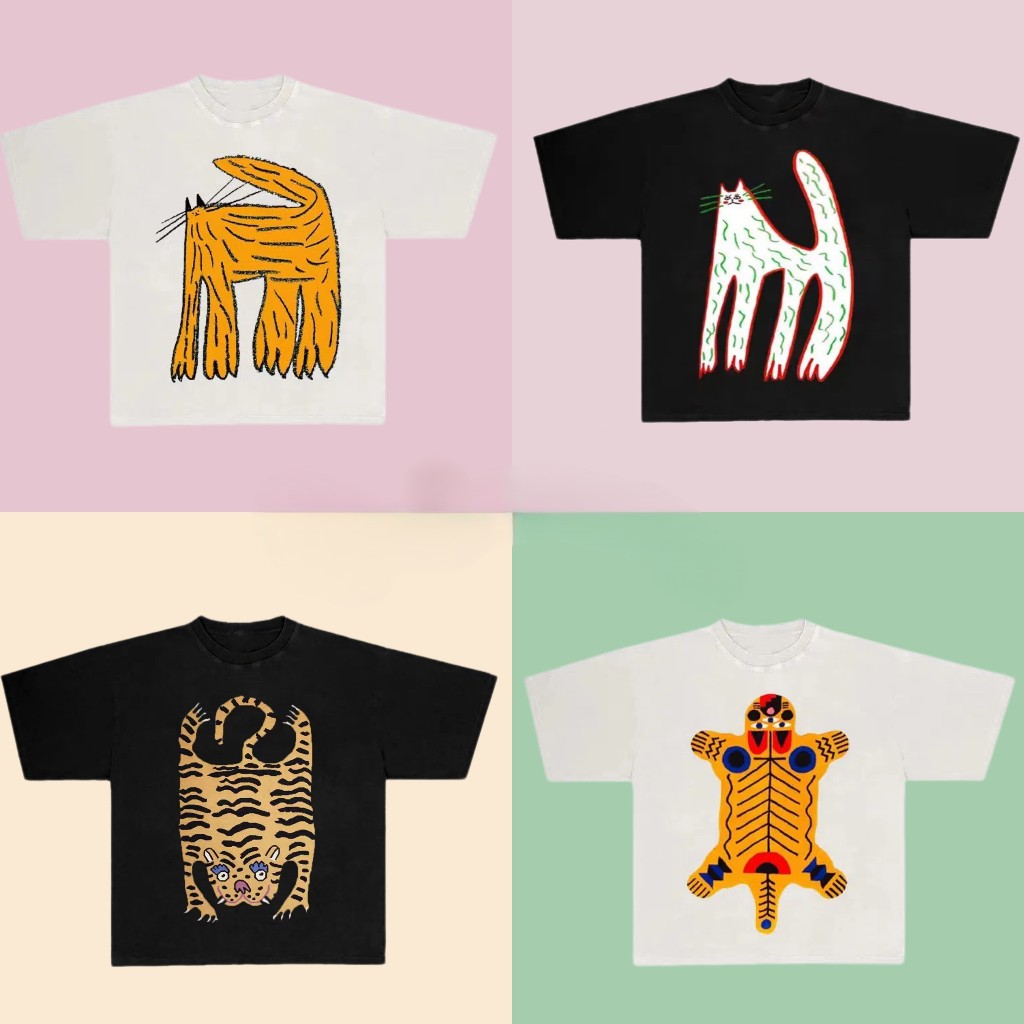 เสื้อยืดแขนสั้นคอกลมเด็กผ้าฝ้ายแท้สีขาวบริสุทธิ์ใหม่/พิมพ์ลายสนุกหลาย ...