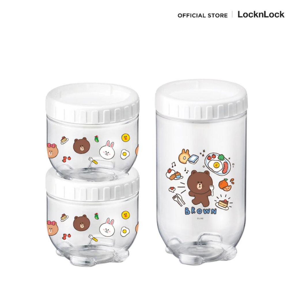 LocknLock with Line Friends ชุดขวดโหลใส่อาหารแห้ง Interlock Set รุ่น ...
