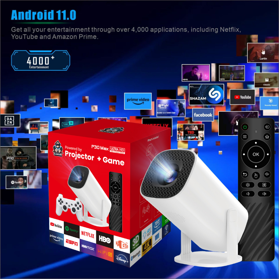 Game Projector P30 Max 3D โปรเจคเตอร์เกม 4K ULTRA HD Plug and Play ...