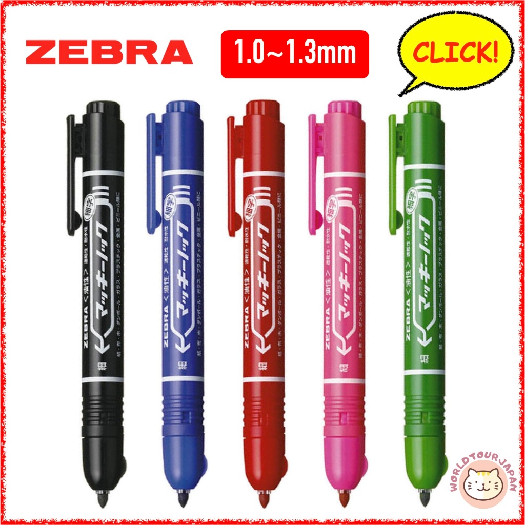 ZEBRA / Mckee Click Permanent Marker / Fine / Line Weight 1.0 to 1.3mm ...