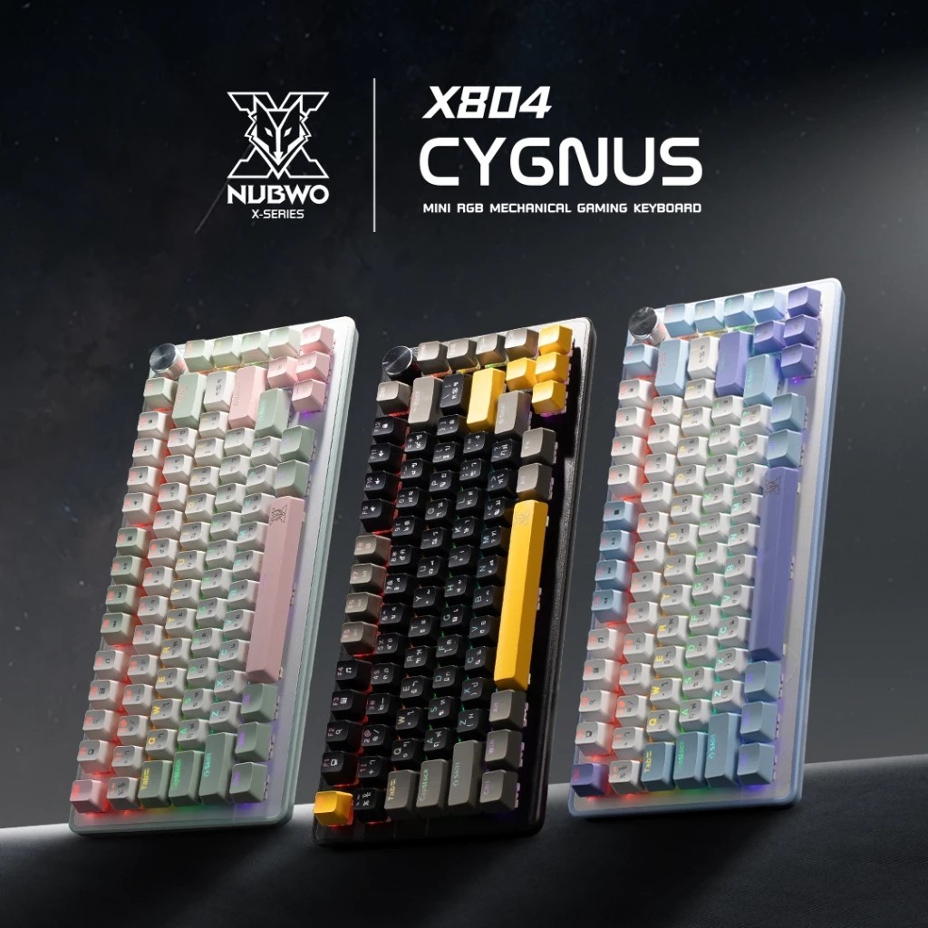 คีย์บอร์ดเกมมิ่ง NUBWO รุ่น X804 Mechanical MINI RGB คีย์แคปแบบไฟลอด ...