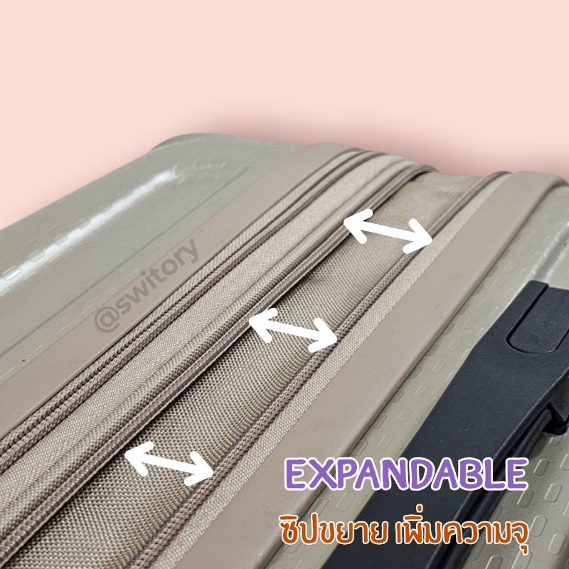 SWITORY รุ่น anti146 กระเป๋าเดินทาง PC 100% TSA Lock ขนาด 20/25/30 นิ้ว 4 ล้อคู่ ทนทาน กันรอยขีดข่วน พร้อมซิปขยาย จุของได้เยอะ