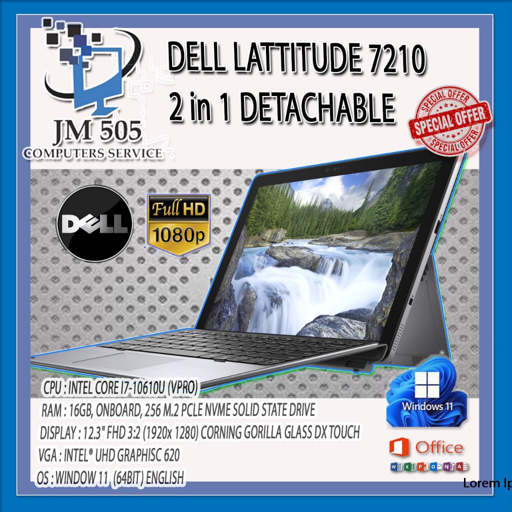 DELL LATITUDE 7210 TOP 2IN1 DETACHABLE I7-10610U (VPRO) 16G DELL LATITUDE 7210 TOP 2IN1 DETACHABLE I7-10610U (VPRO) 16G