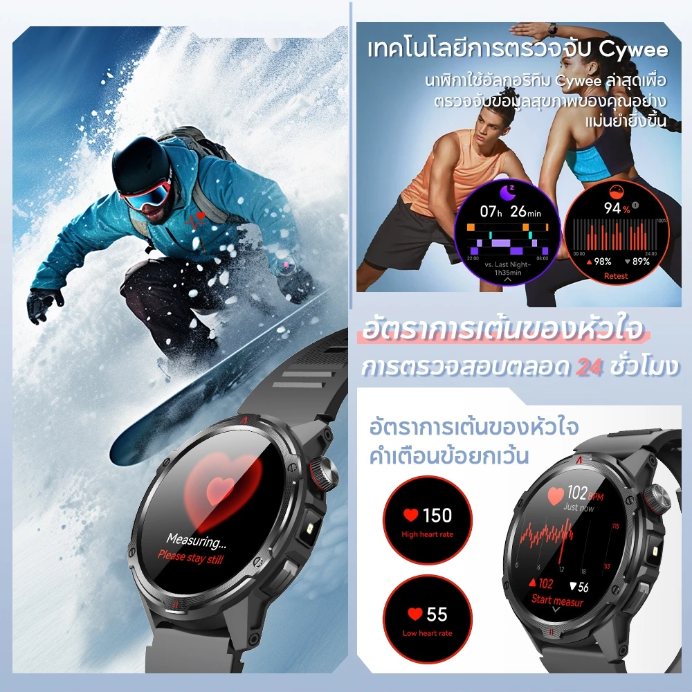 Aolon Tetra R4 นาฬิกา smart watch 1.43 นิ้ว Amoled หน้าจอ AOD จะแสดงเสมอ 350mAh นาฬิกาวิ่ง การตรวจจับข้อมูลสุขภาพตลอด 24 ชั่วโมง