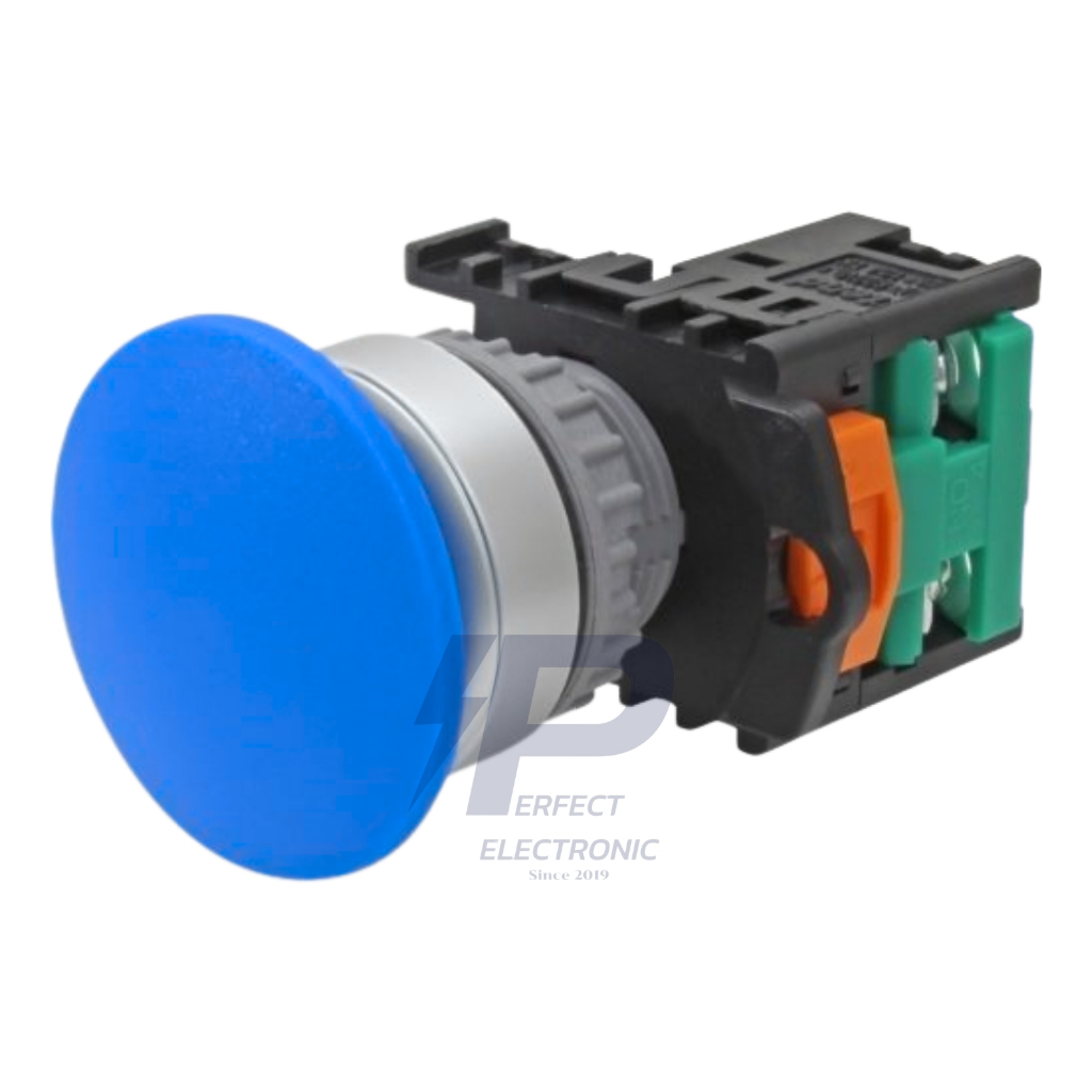 TN2BMB-1A TEND PUSH BUTTON SWITCH สวิตช์ปุ่มกด หัวเห็ด “ สีฟ้า ” 1a(1NO ...