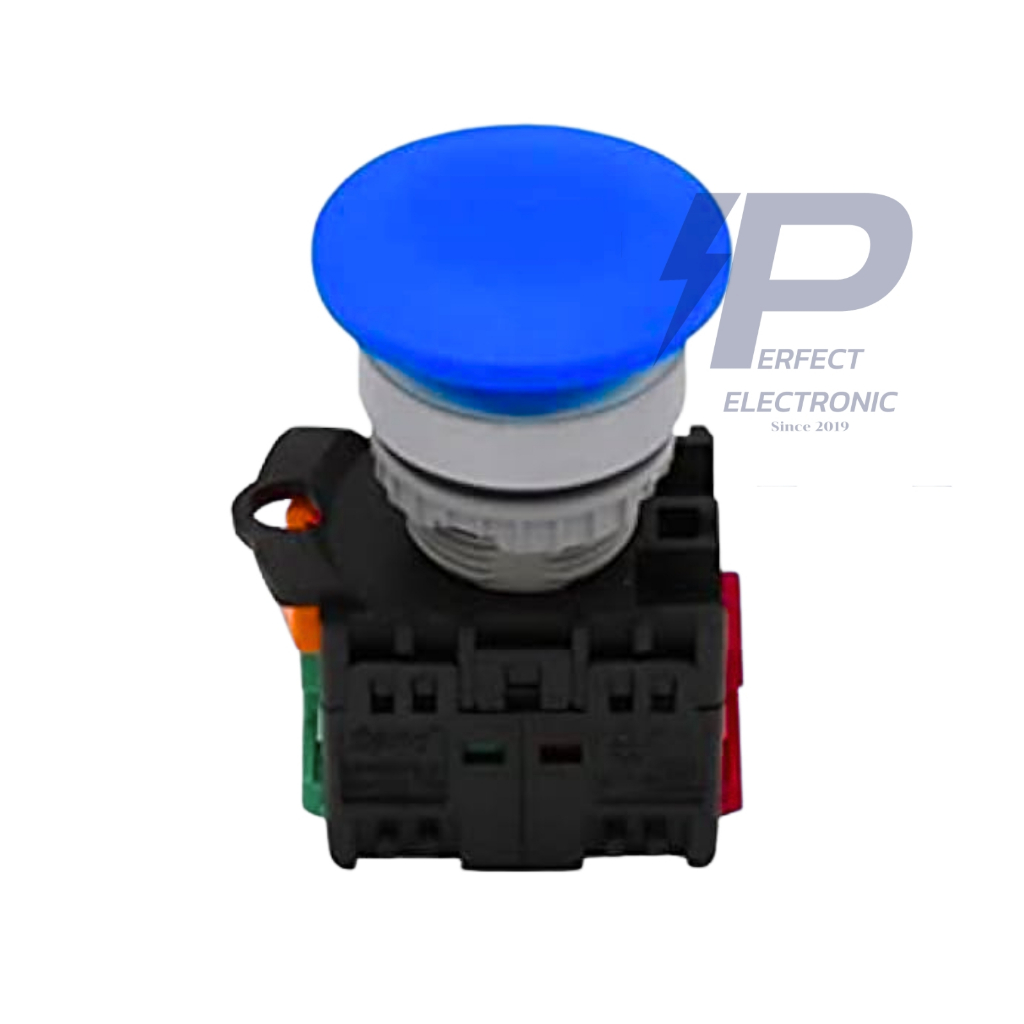 TN2BMB-1A TEND PUSH BUTTON SWITCH สวิตช์ปุ่มกด หัวเห็ด “ สีฟ้า ” 1a(1NO ...