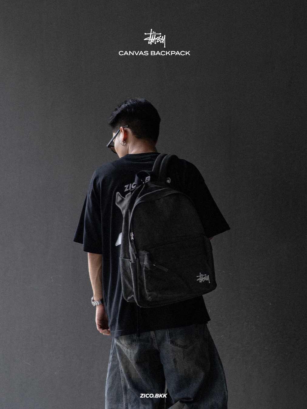 Stussy Canvas Backpack (Washed Black) | Shopee Thailand