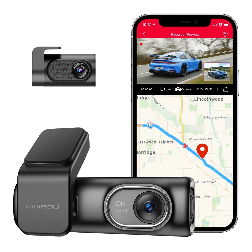 D200 2K กล้องติดรถยนต์ 2 ชิ้น กล้องรถยนต์ WIFI+APP+GPS ควบคุมด้วยเสียง ฟรี 64G Card รับประกันสินค้า 1 ปี มุมกว้าง170