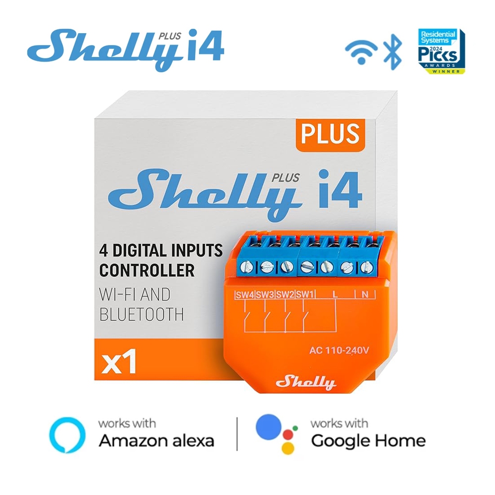 Shelly Plus i4 AC/DC Bluetooth Wi-Fi Operated Connects To Your No HUB ...