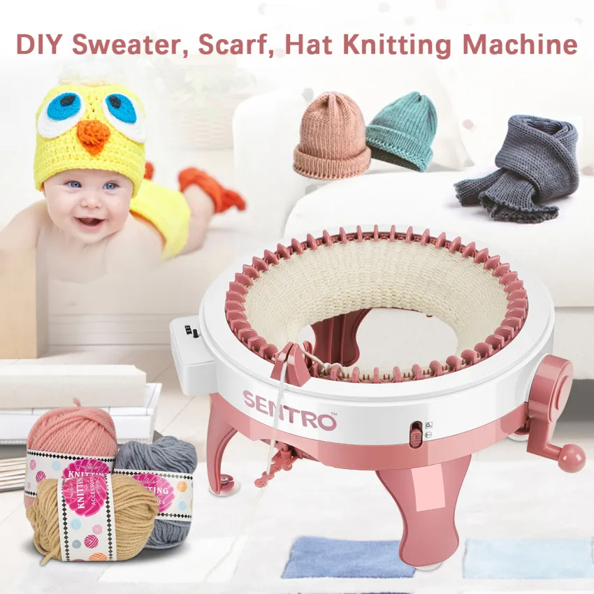48-Needle Rotating Knitting Machine w/Row Counter, Smart Round Loom ...