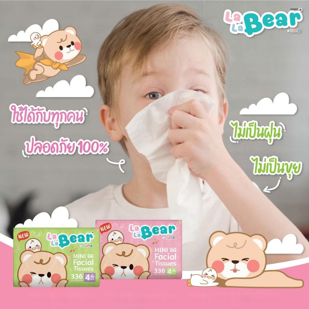 KUMA คุมะ ลาลาแบร์ ทิชชู่เช็ดหน้า รุ่นมินิ 336 แผ่น KUMA Lala Bear ...