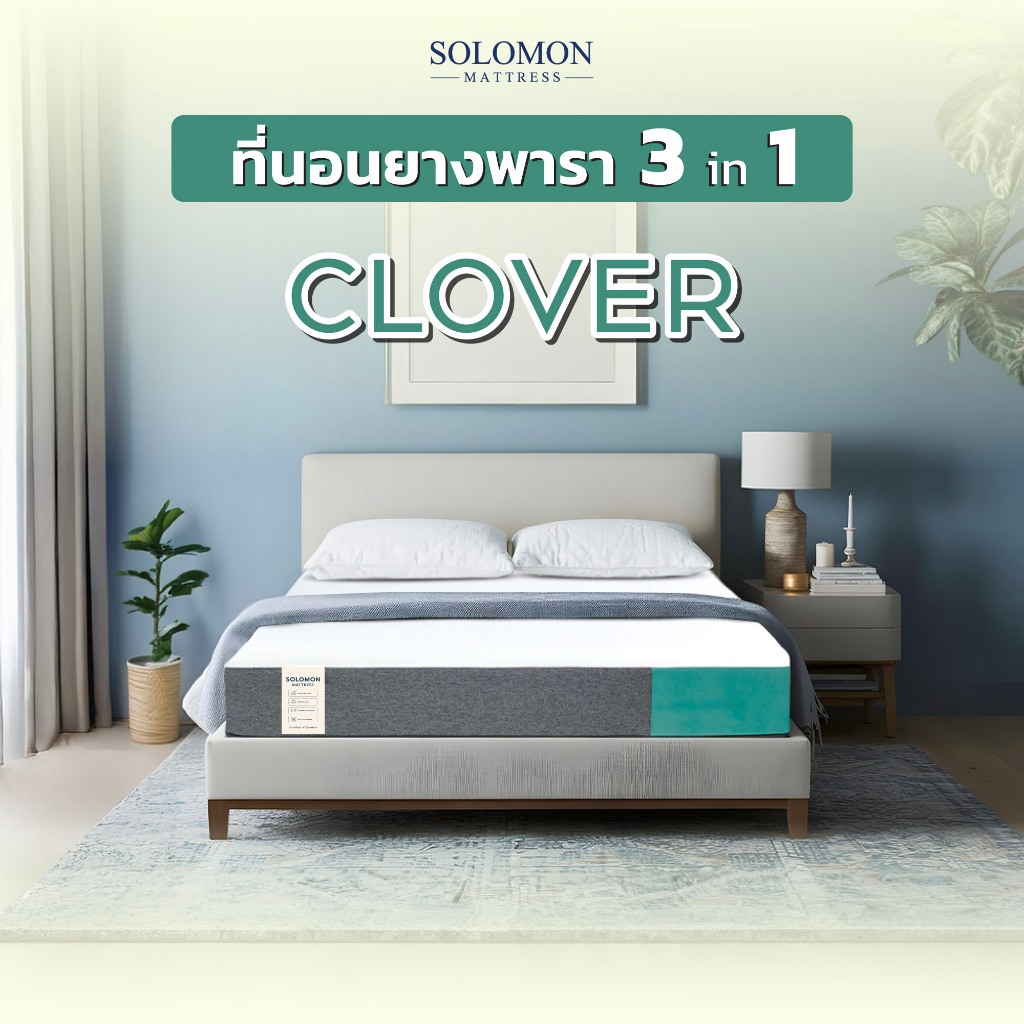 SOLOMON รุ่น CLOVER ที่นอนยางพารานุ่ม หนา 8 นิ้ว เสริมเจลเย็นช่วยลดอาการปวดหลัง