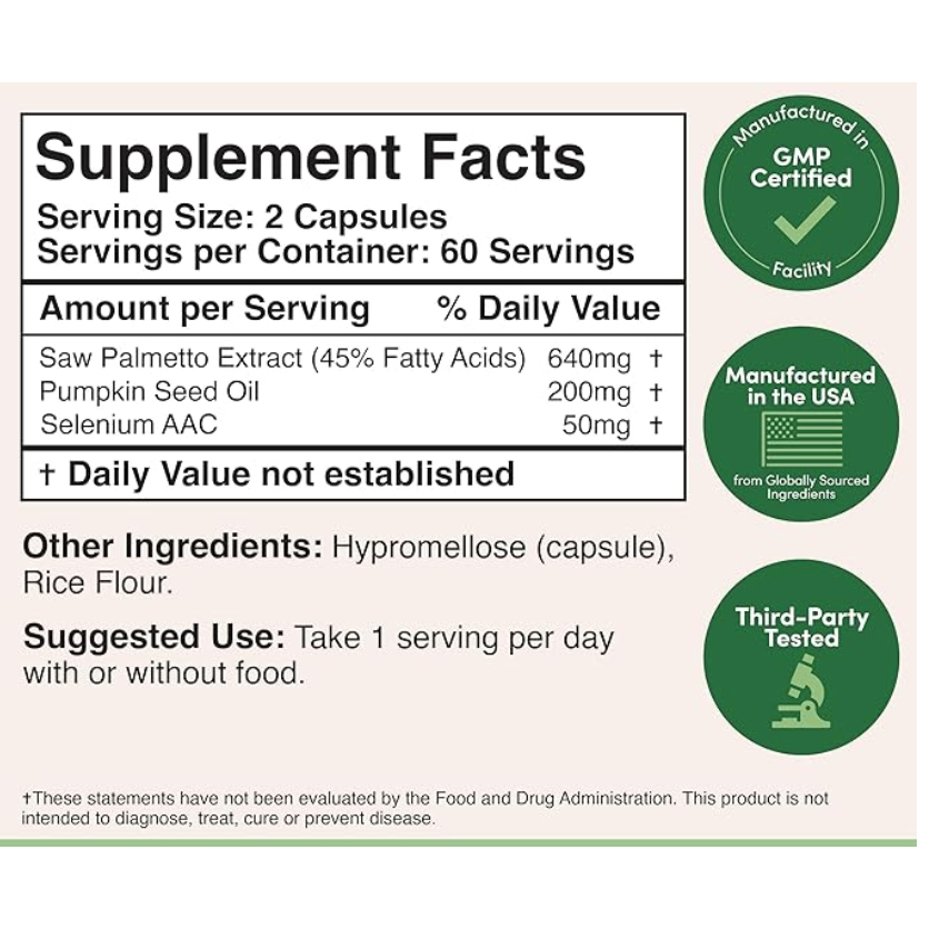 Double Wood Prostate Support Supplement for Men's Health (120 Capsules ...