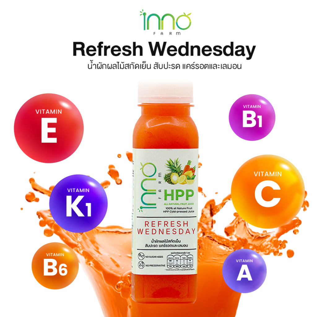 [แพ็ค 3 ขวด] Refresh Wednesday 250 ml-น้ำผักผลไม้สกัดเย็น สับปะรด แคร์ ...