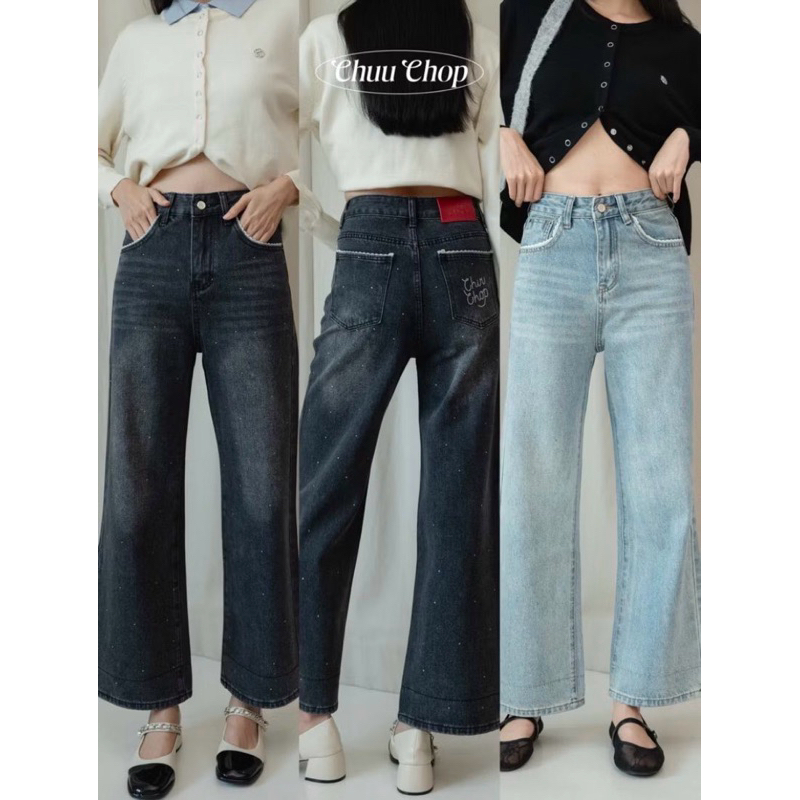 ‼️ส่งต่อยีนส์ Chuchop ดีเทลปลายพับขาลูกไม้ XL ป้ายห้อย มือ 1 | Shopee ...