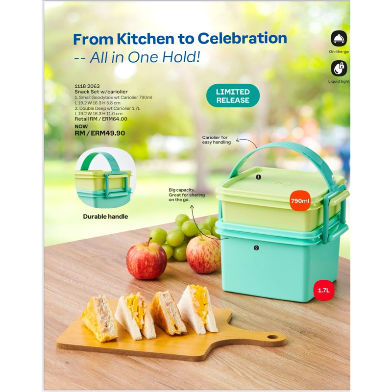 ปิ่นโตแสนดี 2ชั้น Tupperware รุ่น Snack set with Cariolier | Shopee ...