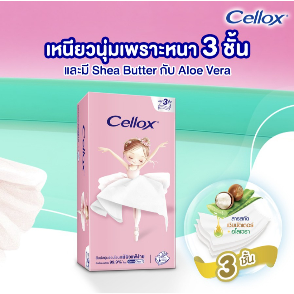 Cellox Facial Trendy Box 80 แผ่น เซลล็อกซ์ กระดาษทิชชู่เช็ดหน้า (3+1 ...