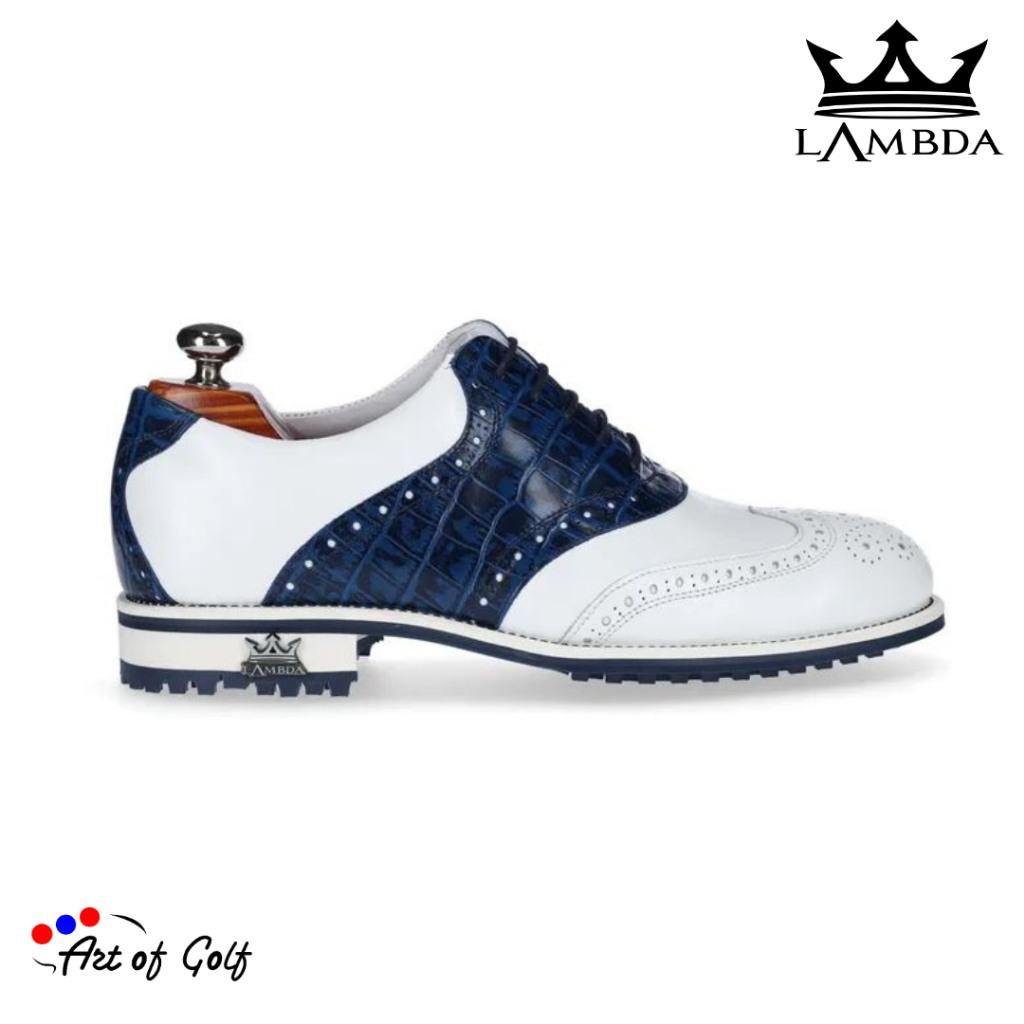Lambda Golf Shoes For Gentleman - Pavia White & Blue | Shopee Thailand