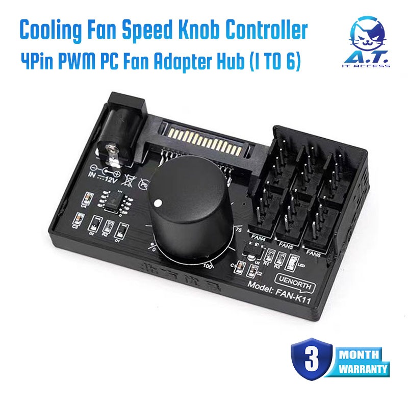 Cooling Fan Speed Knob Controller 12V 4 Pin PWM PC Chassis Fan Adapter ...