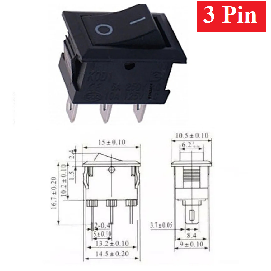 10 x 15mm Mini Square Rocker Switch KCD11 วิตซ์ไฟ หลายแบบตัวเลือก ทำ ...