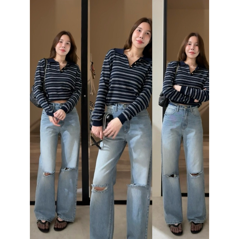 VIPH - RUBY JEANS กระบอกโรเซ่แต่งขาด VP141 | Shopee Thailand