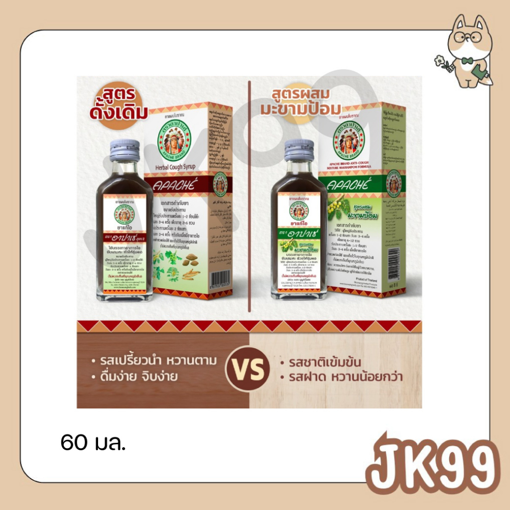 {1 ขวด} สูตรดั้งเดิม/มะขามป้อม Apache Cough Syrup ยาแก้ไอ ตรา อาปาเช่ ...