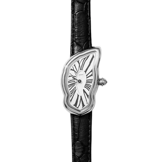 LAPHONT MELTING WATCH SLIM SILVER CASE MENS BAND BLACK