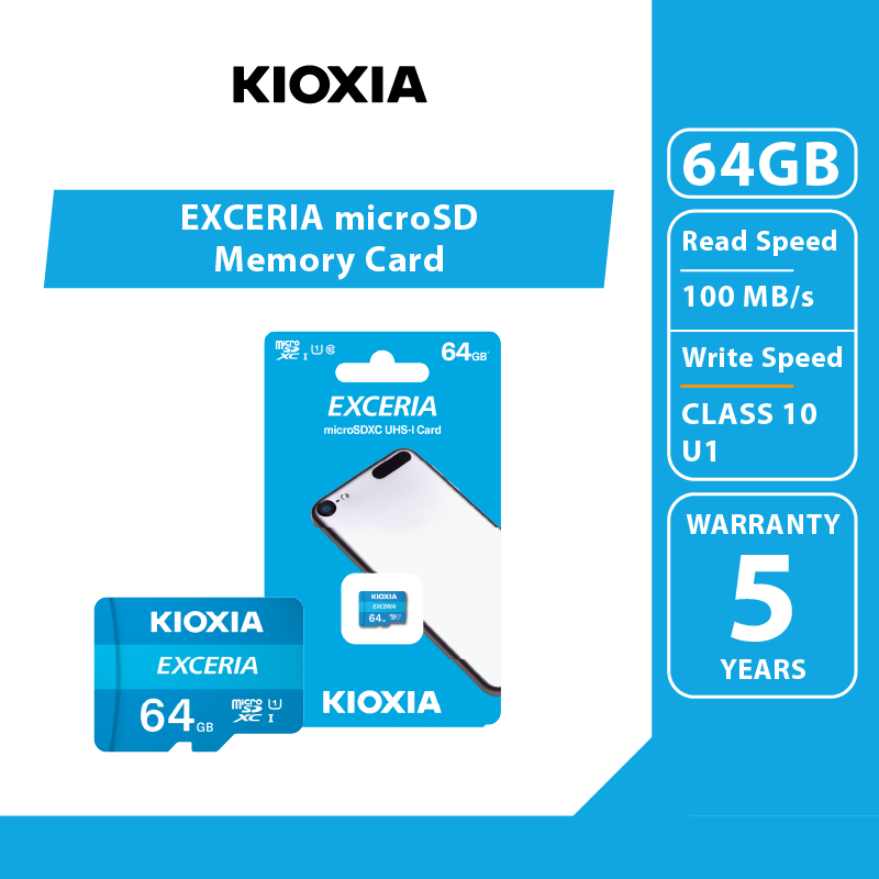 KIOXIA Exceria Plus MicroSD Card C10 U3 Class R100/W85 W/SD Adapter
