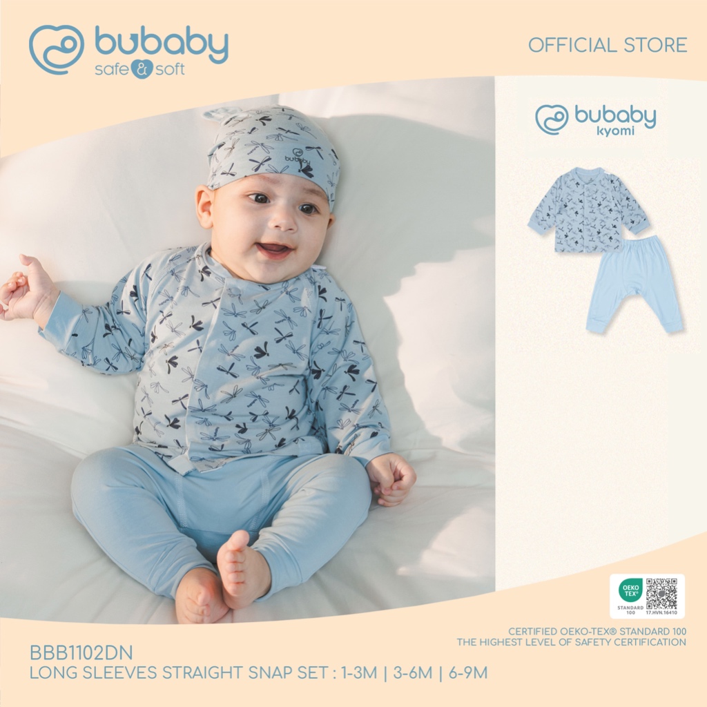Bubaby เซ็ทชุดใยไผ่แขนยาวขายาวลายแมลงปอ (1-9M) Long Sleeves straight ...