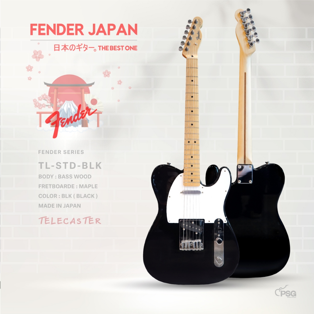 FENDER JAPAN รุ่น TL-STD-BLK กีต้าร์ทรง TELECASTER GUITAR FOR