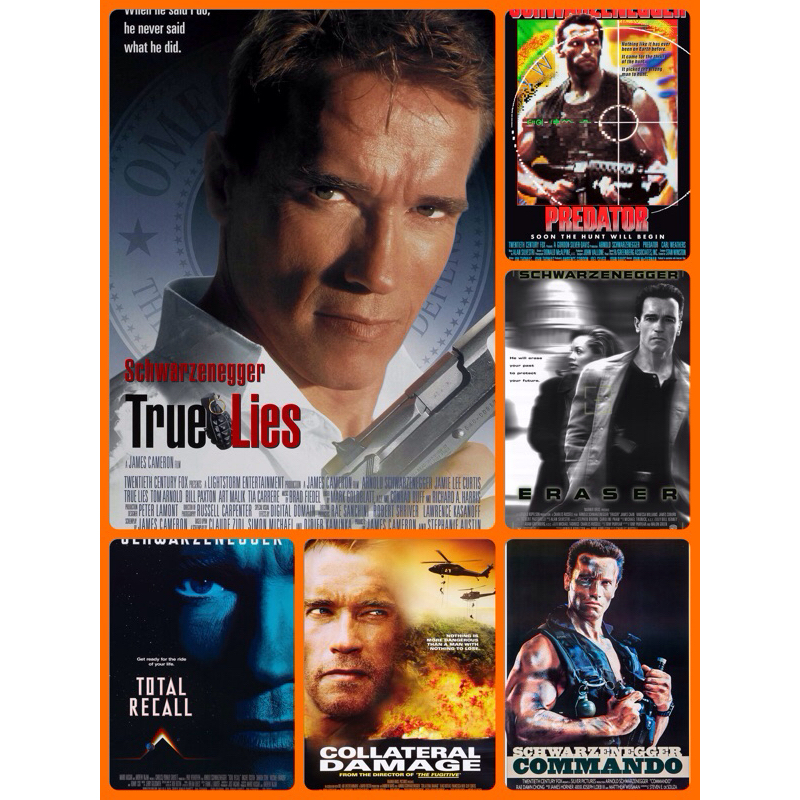 โปสเตอร์ หนัง Schwarzenegger Total Recall Predator Commando True Lies ...