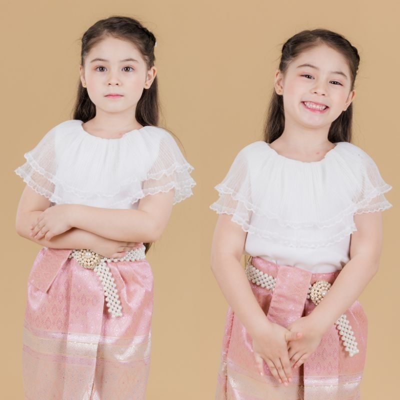 ชุดไทยเด็กบัวบงกช ผ้านุ่มละมุน ใส่ทำบุญ สวยหวาน พร้อมส่ง (ไม่มีกล่องแบรนด์) มุมมองที่ 2