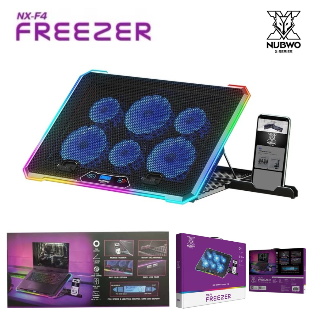Nubwo NX-F4 COOLER PAD พัดลมระบายอากาศ FREEZER RGB สำหรับ Notebook ขนาด ...
