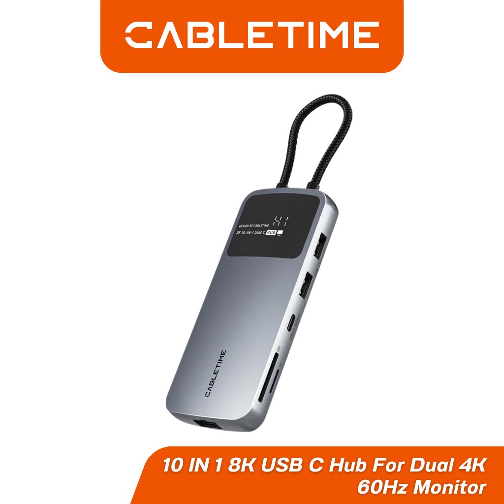 Cabletime 10 IN 1 8K USB C Hub For Dual 4K 60Hz Monitor // CB80G ...