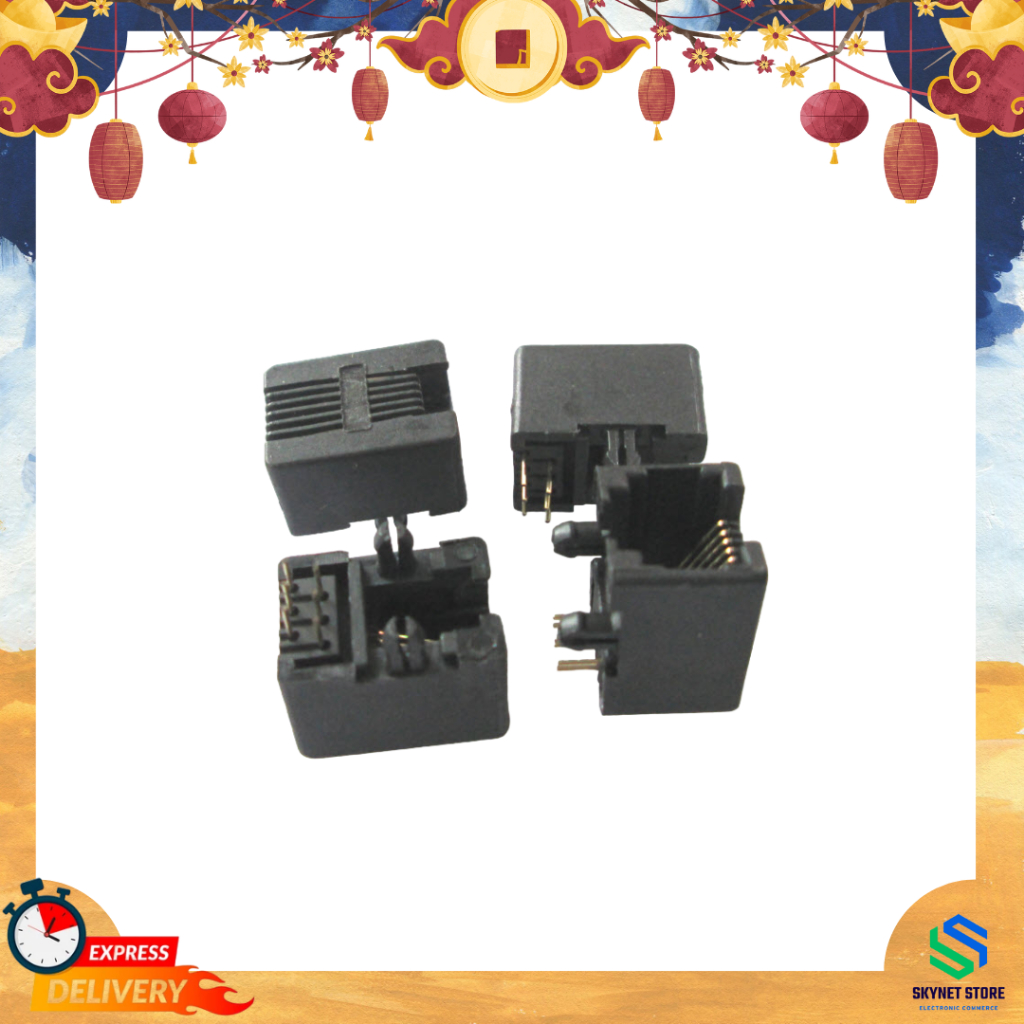 RJ11 RJ12 6P6C Female PCB Mount Telephone Modular Connector | Shopee ...