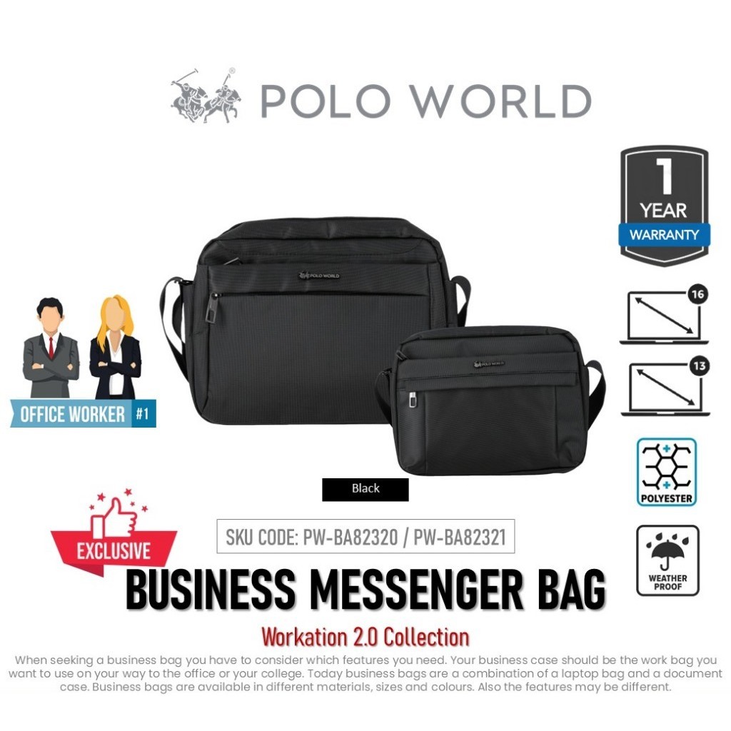 POLO WORLD WORKATION 2.0 PW BA82320 PW BA82321 Business Messenger Bag
