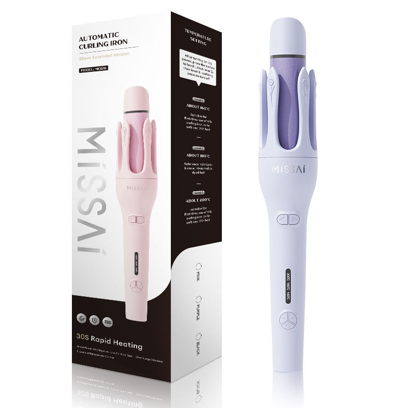 Missai 2 in 1 32mm เตารีดดัดผมอัตโนมัติ ไข้ PTC การปรับอุณหภูมิ 3 ระดับ ...
