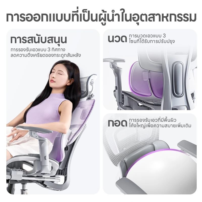Xpanse รุ่น W202 เก้าอี้สุขภาพ Ergonomic Chair รองรับเอวปรับสรีระ ฟังก์ชั่นคุ้มค่าเพื่อการทำงานที่ยาวนาน
