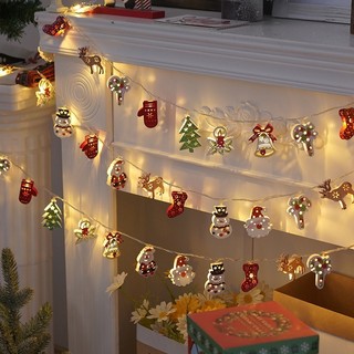 Đèn LED Giáng sinh dạng cây treo, hình quả bóng Santa Claus và sao, chiều dài 1.5/3 mét, phiên bản pin